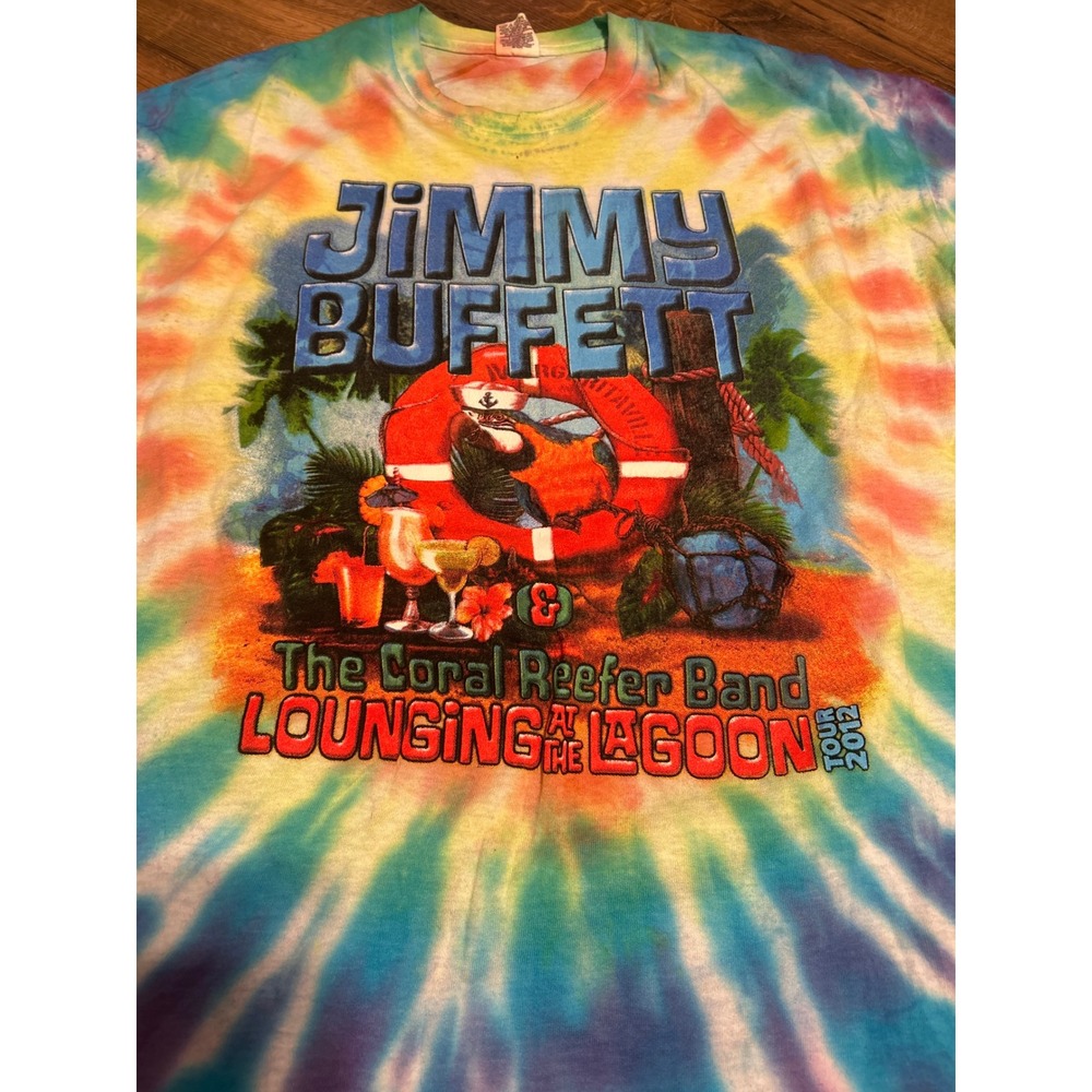 Jimmy Buffett Tie Dye T-Shirt‎ Lounging at the Lagoon Tour 2012 XL